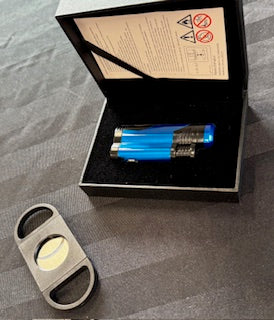 Luxury Cigar Tray Set - With Cigar Cutter & Torch Lighter - #25-CD-0013